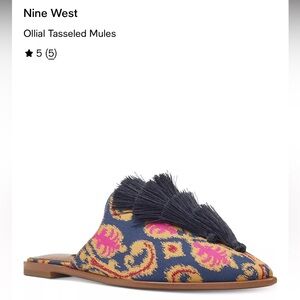 Nine West Ollial Tasseled Mules in Pink and Blue